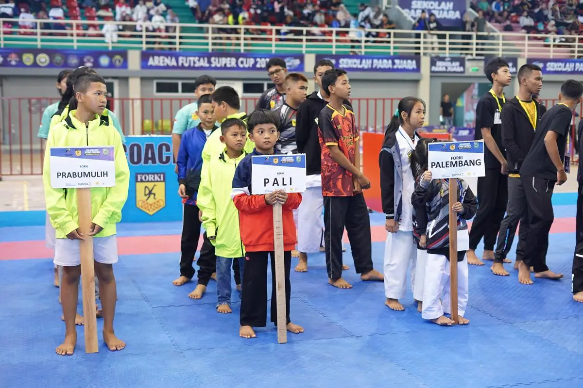 Wakil Gubernur (Wagub) Sumsel, Cik Ujang, membuka Kejurda dan Festival Karate FORKI Sumsel Tahun 2026, pada hari Jum'at, tanggal 10 April 2026. (BEKISARMEDIA.ID/HAIRUDIN)