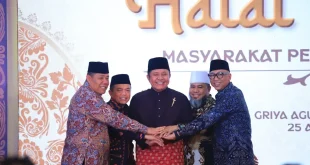 Menteri, Pimpinan Lembaga Tinggi Negara, Gubernur, hingga Tokoh Bisnis asal provinsi yang tergabung di wilayah Sumatra Bagian Selatan, berkumpul dalam acara halalbihalal di Griya Agung, Palembang, pada hari Sabtu, tanggal 25 April 2026.