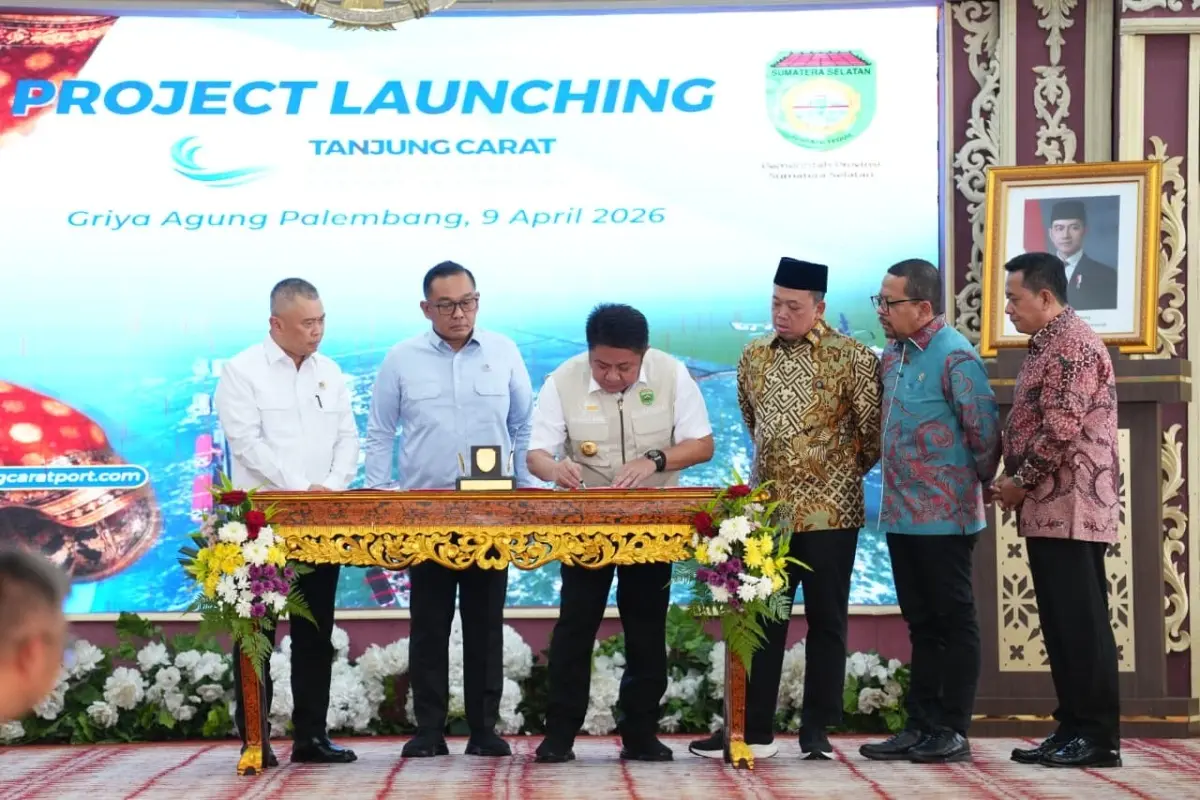 Gubernur Sumsel, Herman Deru, dan jajaran Menteri saat launching Pelabuhan Tanjung Carat
