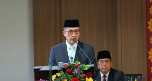 Wali Kota Palembang, Ratu Dewa, dalam Rapat Paripurna ke-9 Masa Persidangan II Tahun 2026, hari Senin, tanggal 6 April 2026 di DPRD Kota Palembang. (BEKISARMEDIA.ID/HAIRUDIN)