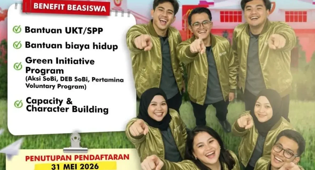 Pendaftaran Beasiswa Pertamina Sobat Bumi tahun 2026 resmi dibuka bagi mahasiswa di seluruh Indonesia. (BEKISARMEDIA.ID/HAIRUDIN)