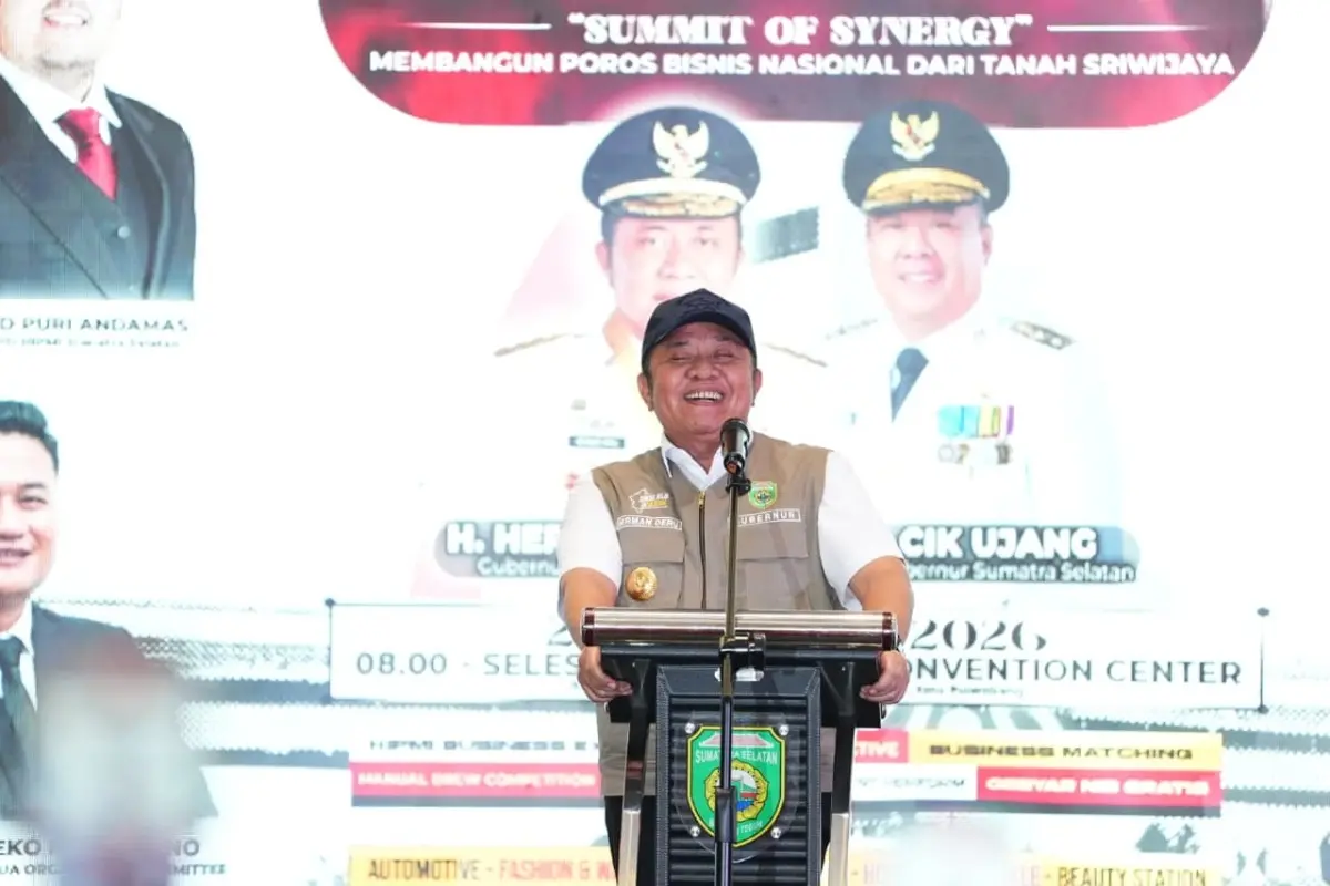 Gubernur Sumsel, Herman Deru, secara resmi membuka Forum Bisnis Daerah (FORBISDA) 2026 di The Sultan Convention Center, Rabu, 29 April 2026. (BEKISARMEDIA.ID/HAIRUDIN)