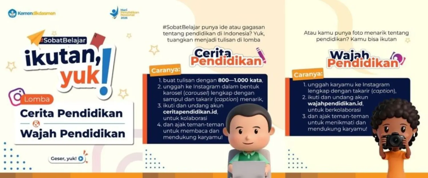 lomba-artikel-foto-pendidikan-2026-hardiknas Lomba artikel dan foto tingkat nasional resmi digelar, dengan mengusung tema besar Menguatkan Partisipasi Semesta Wujudkan Pendidikan Bermutu untuk Semua.