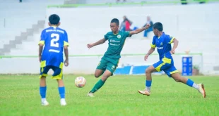 Penyerang andalan PS Palembang U-15, Abqory Sheva Alfiano, kembali menjadi aktor utama di balik superioritas timnya di atas lapangan hijau. (BEKISARMEDIA.ID/TRY)