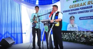 Pemerintah Provinsi (Pemprov) Sumatra Selatan (Sumsel) resmi meluncurkan Gerakan Bersama Perbaikan Rumah Tidak Layak Huni (Rutilahu) Tahun 2026 di Kelurahan 11 Ulu, Kecamatan Seberang Ulu II, Kota Palembang. (BEKISARMEDIA.ID/HAIRUDIN)
