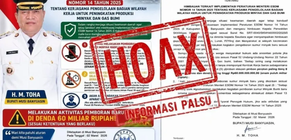 Pemkab Muba menegaskan bahwa surat yang beredar di media sosial dan aplikasi perpesanan mengenai implementasi Peraturan Menteri ESDM Nomor 14 Tahun 2025 adalah dokumen palsu atau hoaks, (BEKISARMEDIA.ID/HAIRUDIN)
