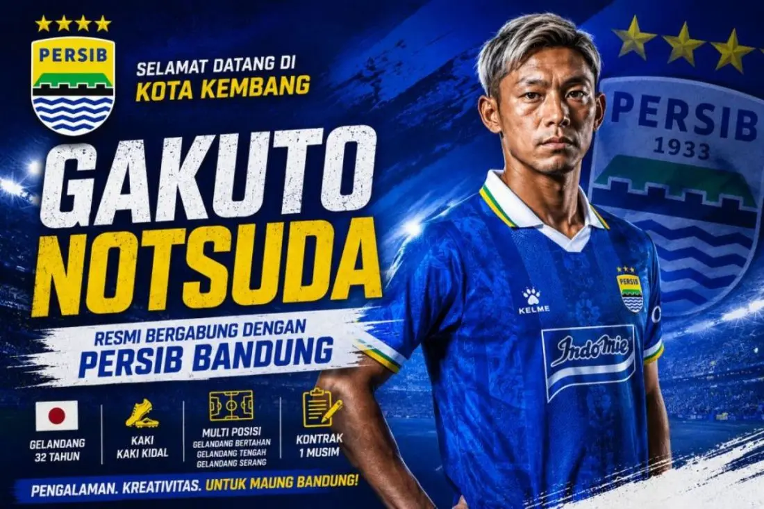 Persib Bandung resmi mengumumkan perekrutan gelandang asal Jepang, Gakuto Notsuda, untuk menghadapi kompetisi Liga 1 Indonesia musim 20262027, (BEKISARMEDIA.ID/HAIRUDIN)