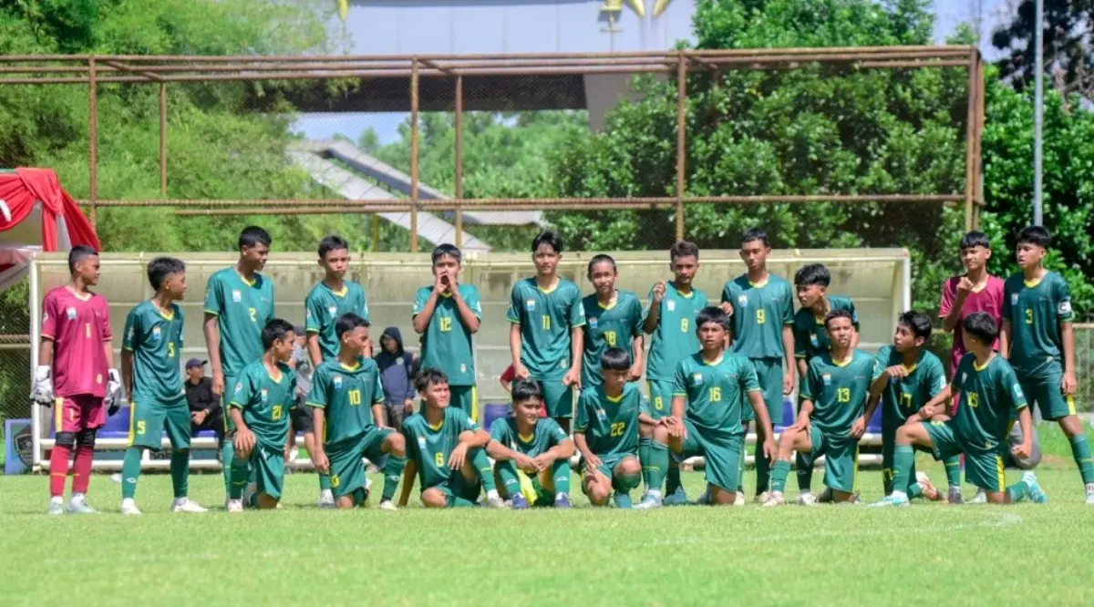 PS Palembang U-15 memastikan satu tiket ke babak semifinal Piala Soeratin U-15 Sumatra Selatan (Sumsel) tahun 2026 (Piala Gubernur Sumsel), usai membungkam PS Banyuasin U-15 dengan skor telak 8-2. (BEKISARMEDIA.ID/TRI)