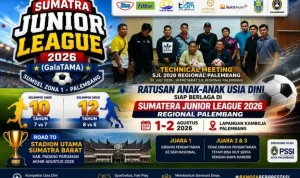 Pertemuan yang dihadiri perwakilan tim peserta serta jajaran wasit itu berlangsung pada hari Kamis malam, tanggal 30 Juli 2026, di Sekretariat SJL Regional Palembang, Jalan Kapten A. Rivai. (BEKISARMEDIA.ID/HAIRUDIN)