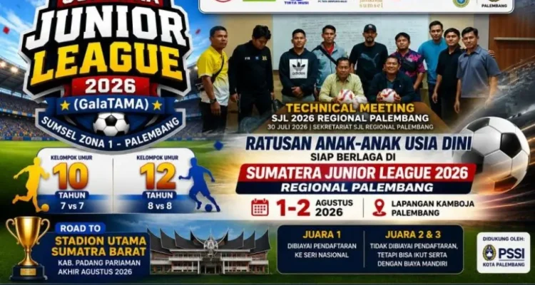Pertemuan yang dihadiri perwakilan tim peserta serta jajaran wasit itu berlangsung pada hari Kamis malam, tanggal 30 Juli 2026, di Sekretariat SJL Regional Palembang, Jalan Kapten A. Rivai. (BEKISARMEDIA.ID/HAIRUDIN)