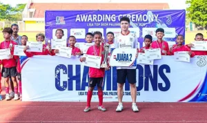 SSB Palembang Soccer Skills berhasil meraih gelar runner-up Liga Top Skor (LTS) Kelompok Umur (KU) 12 Zona Palembang 2026. (BEKISARMEDIA.ID/TRI)