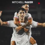 Mitchell Baker melakukan selebrasi usai menciptakan gol ke gawang kamboja. (foto : IG @timnasindonesia)