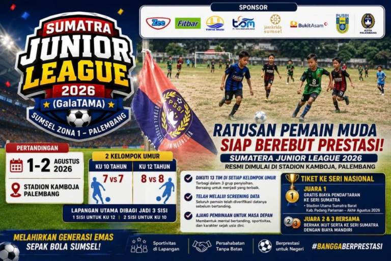Sumatera Junior League 2026 Regional Palembang Resmi Dimulai, Ratusan Pemain Unjuk Gigi di Stadion Kamboja (BEKISARMEDIA.ID/ANGGA)
