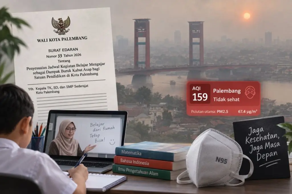 Surat Edaran Wali Kota Palembang Nomor 33 Tahun 2026 tentang kegiatan belajar mengajar (KBM) untuk jenjang TK, SD, dan SMP sederajat yang dialihkan menjadi Pembelajaran Jarak Jauh (PJJ) dari rumah. (BEKISARMEDIA.ID/HAIRUDIN)