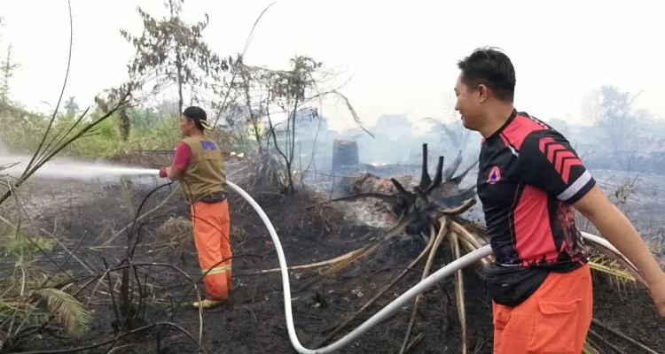 Sebanyak sembilan personel BPBD dan empat personel Damkar, dikerahkan ke lokasi dengan menggunakan kendaraan pemadam. (BEKISARMEDIA.ID/ANGGA)