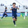 Pemain Sumsel United, Muhammad Fajar Firdaus, melakukan selebrasi setelah menciptakan gol ke gawang PSMS Medan di Pegadaian Championship Musim 2026/2027, Minggu, 13 September 2026, di Stadion Gelora Sriwijaya Jakabaring, Palembang. (BEKISARMEDIA.ID/TRI)