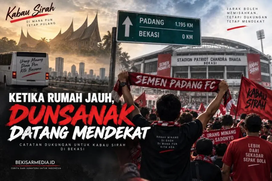 Bagi Semen Padang FC, keadaan itu menjadi bagian dari perjalanan musim 2026/2027 ketika Stadion H. Agus Salim harus direkonstruksi dan Kabau Sirah untuk sementara menjalani pertandingan kandang di Stadion Patriot Chandra Bhaga, Bekasi. (BEKISARMEDIA.ID/HAIRUDIN)