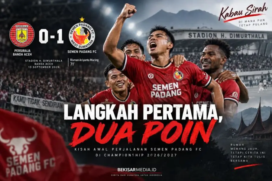 Bertandang ke Stadion H. Dimurthala, Banda Aceh, Minggu malam, 13 September 2026, Semen Padang FC mengalahkan Persiraja Banda Aceh dengan skor 1-0, melalui gol Risman Ariyanto Maring pada menit ke-71. (BEKISARMEDIA.ID/HAIRUDIN)