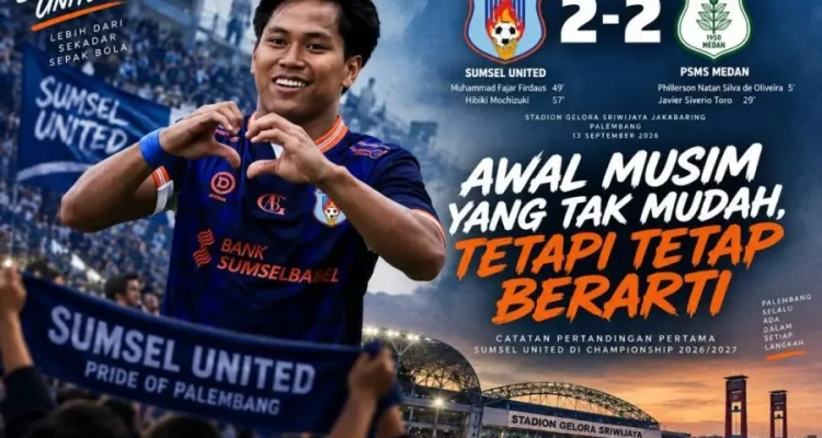 Bermain di Stadion Gelora Sriwijaya Jakabaring, Palembang, Minggu, 13 September 2026, Sumsel United harus puas bermain imbang 2-2 melawan PSMS Medan. (BEKISARMEDIA.ID/HAIRUDIN)